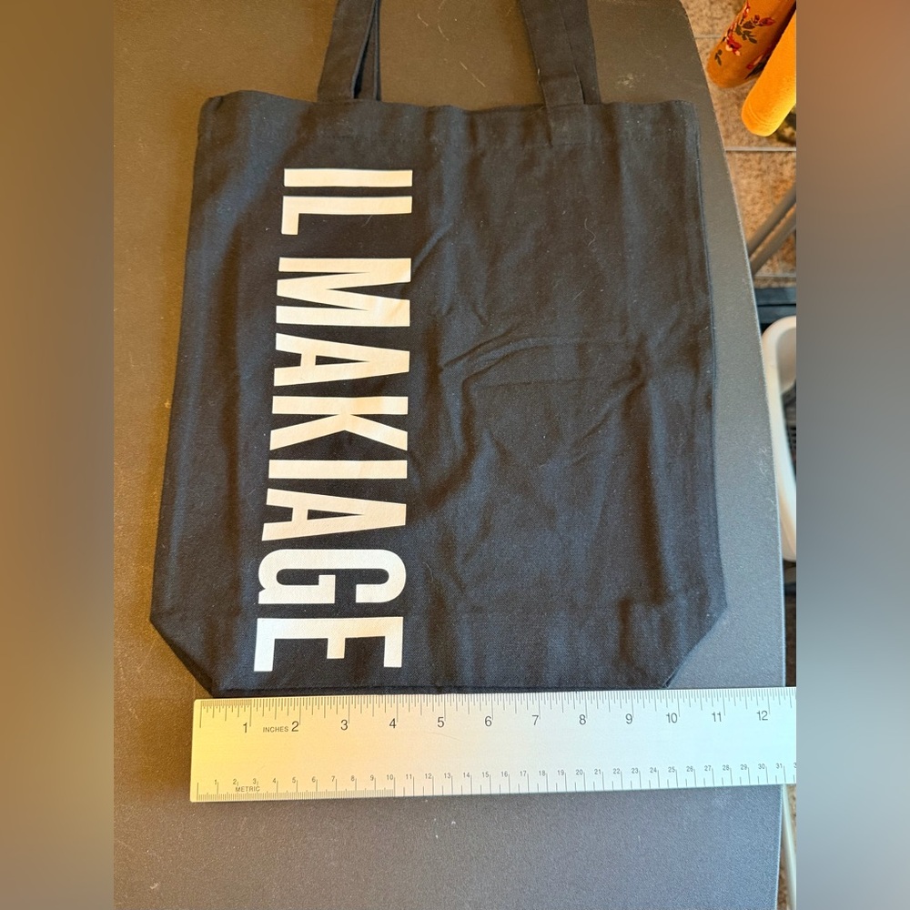 Small Black Canvas Tote with Bold White Text - Picture 3 of 4